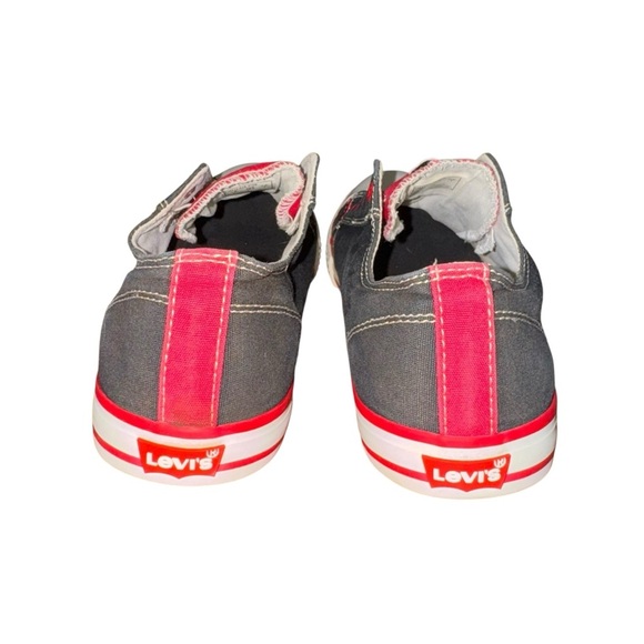 Levi’s Kids Size 6 Sneakers (10.5” X 3.5”) Canvas Upper Rubber sole EUC Red/Blk - Picture 6 of 7